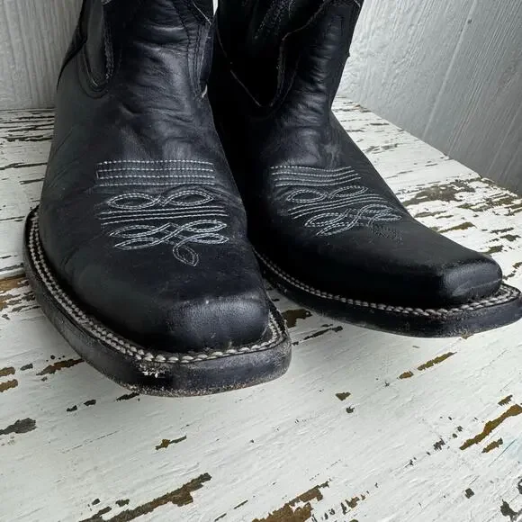 Dos Amigos Western Wear Black Pointed Toe Men's Boots Size 9 Mexico Leather